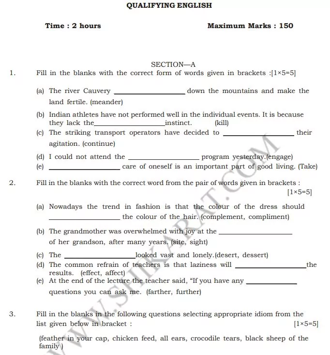 KAS mains qualifying English question paper 2015 PDF Download
