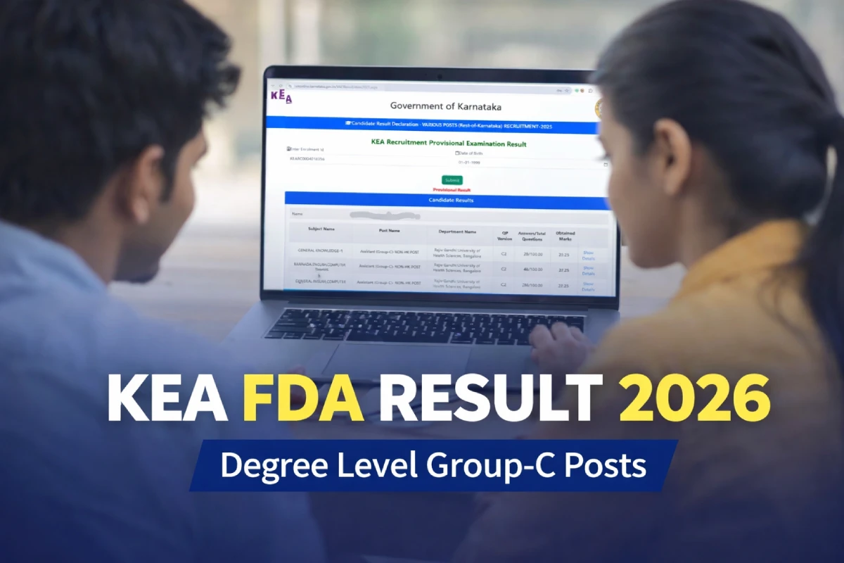 KEA FDA Result 2026 declared for Degree Level Group-C posts conducted on 11 January 2026