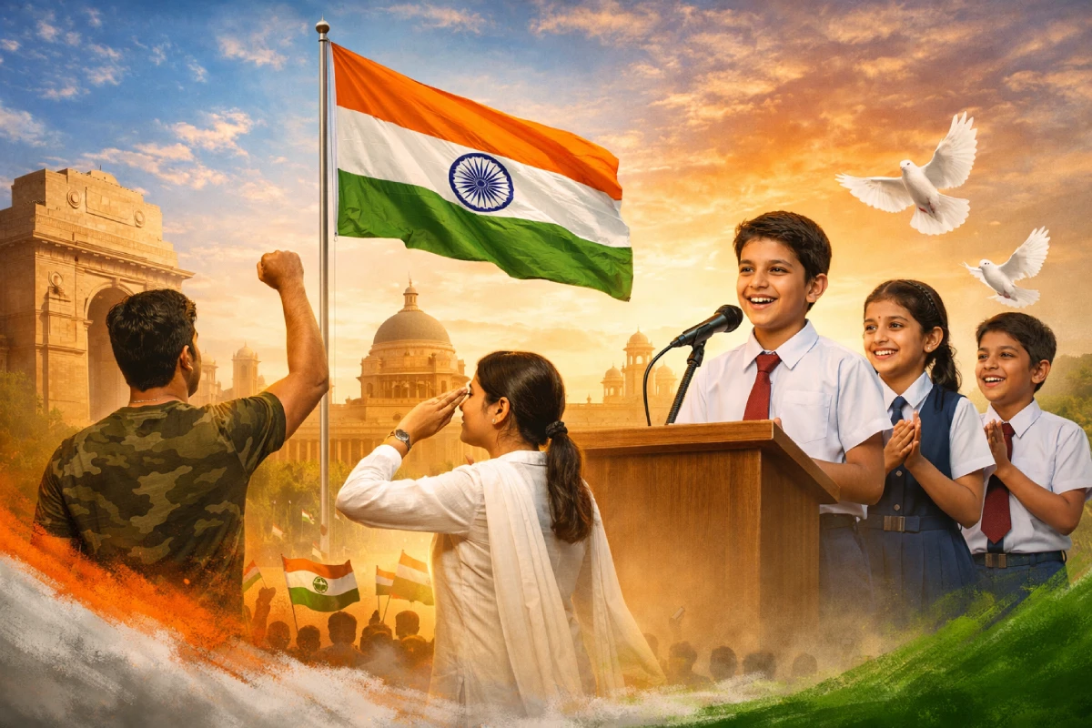 Republic Day speech in Kannada by school children and citizens celebrating 26 January in India