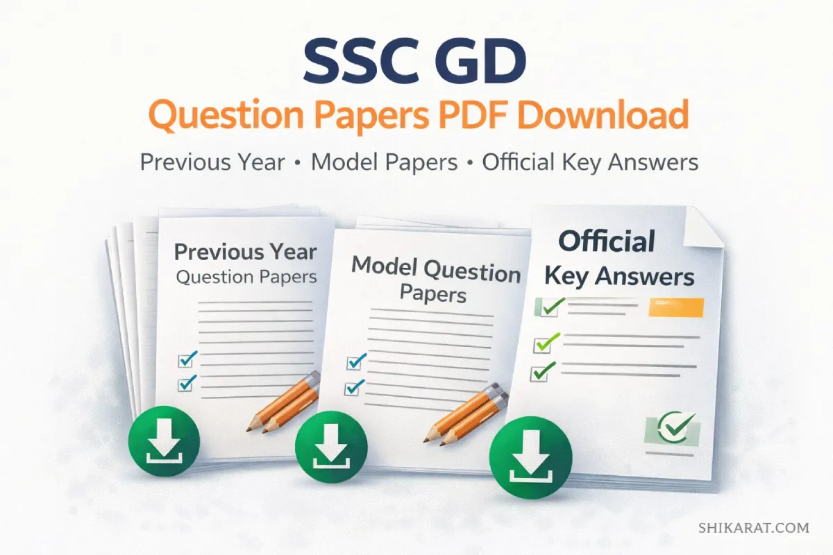 SSC GD previous year and model question papers PDF download with official key answers on soft white background
