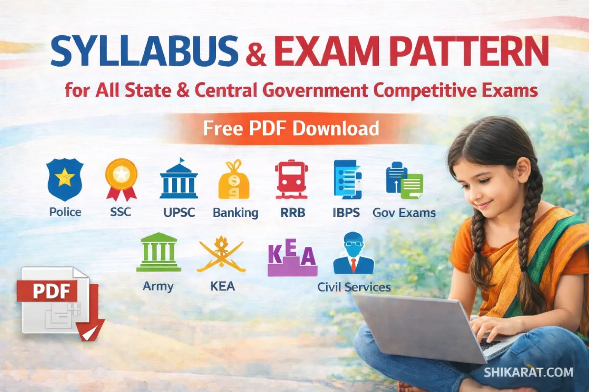 Syllabus and exam pattern PDF for all state and central government competitive exams with free download