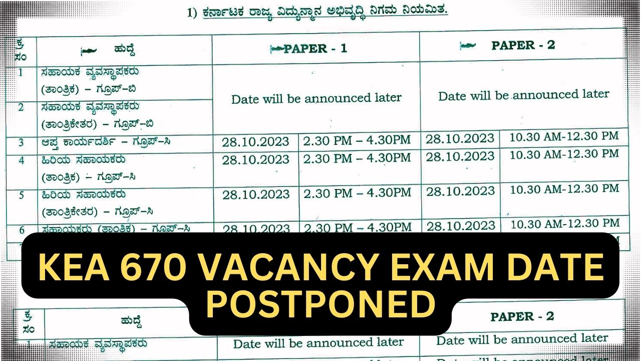 KEA 670 Vacancy Exam Date