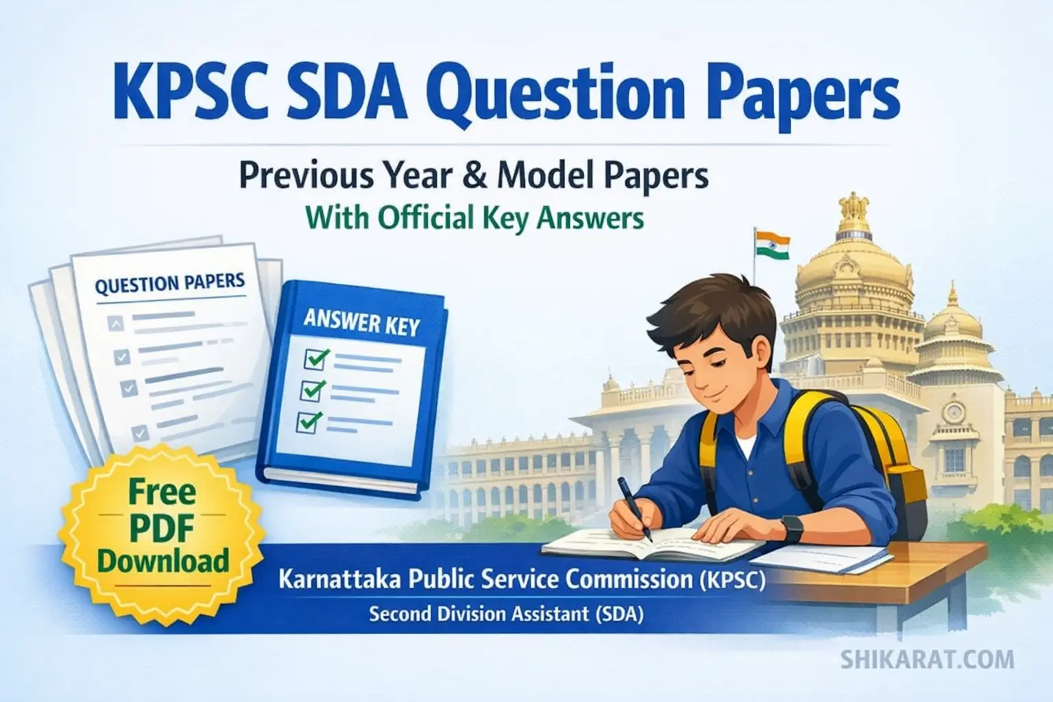 KPSC SDA previous year and model question papers PDF with official answer key