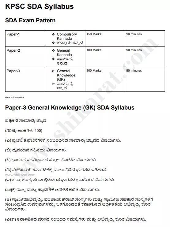 SDA Syllabus PDF Download