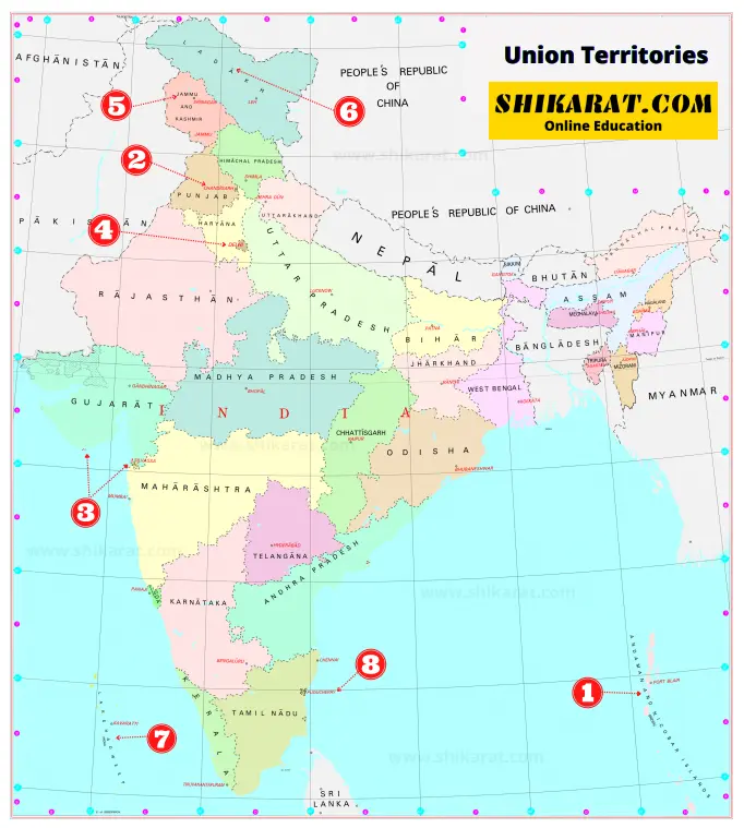 Union Territories of India With Map